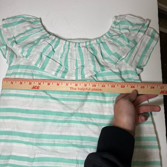 Cat & Jack Girls Sleeveless Top Striped Turquoise White Size Medium 7/8 Summer - Picture 5 of 7